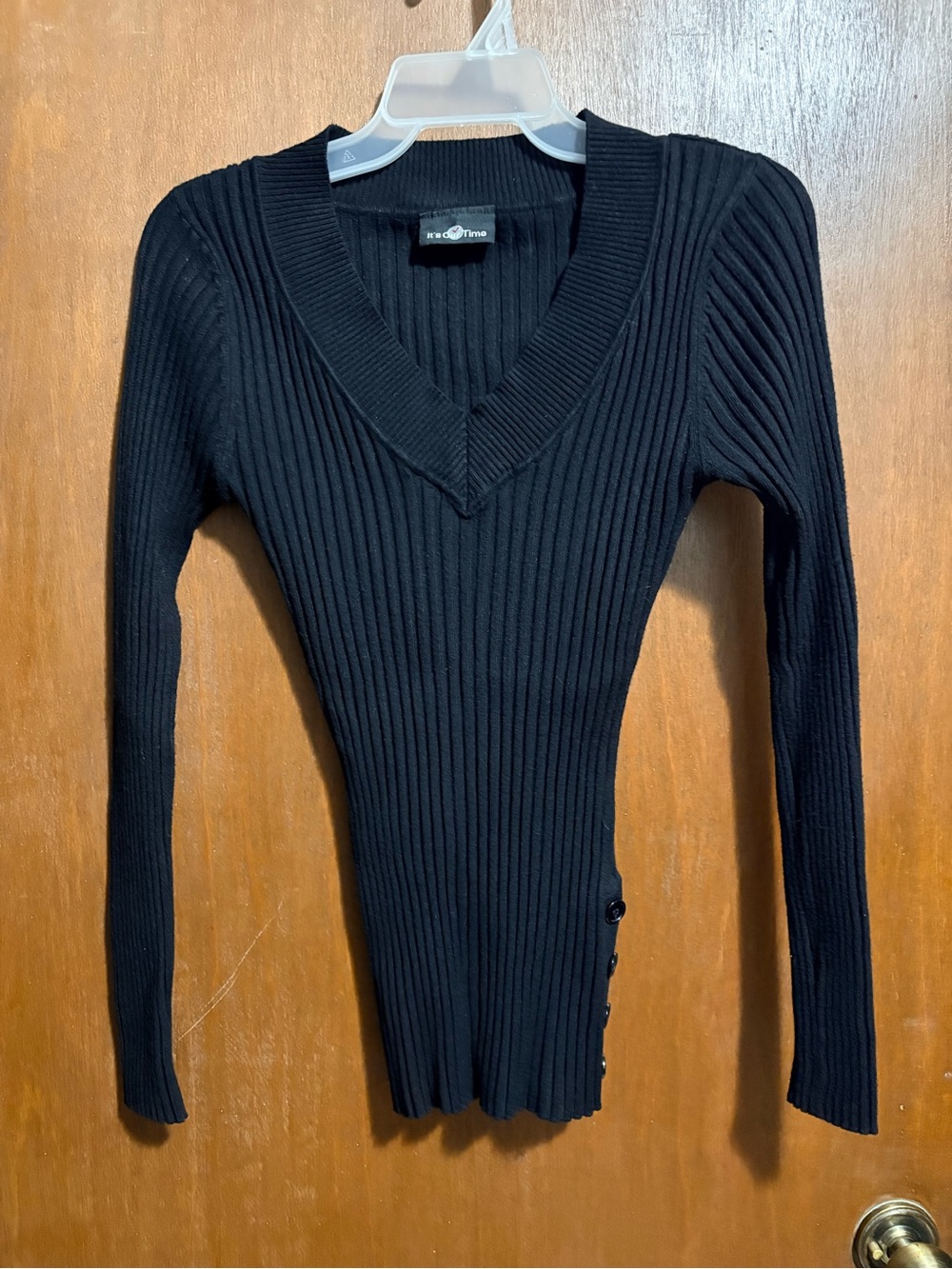 It's Our Time Black Ribbed V-Neck Sweater